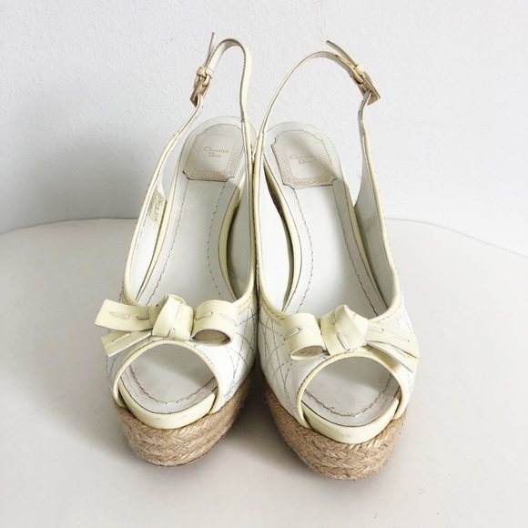 Dior Sandals White Patent Cannage Sandal Platform 38.5 in Box with Dustbag - Picture 5 of 8